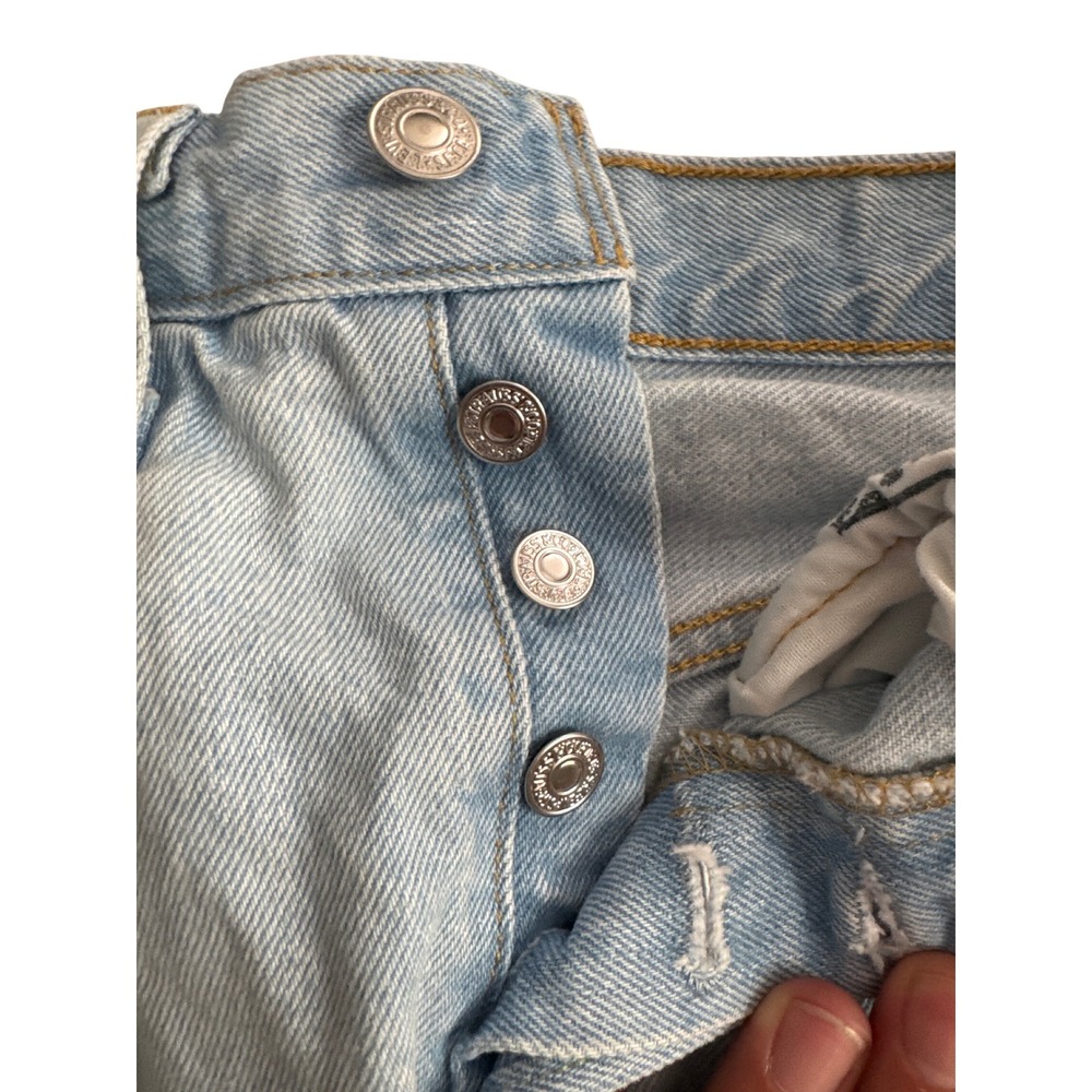 Levis 501 Skinny Light Wash Distressed High Rise Button Fly Jeans W25 L28 - Picture 4 of 8